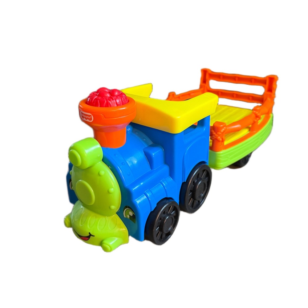 Fisher Price Little People Choo-Choo Train Blue Green Orange Engine with Trailer